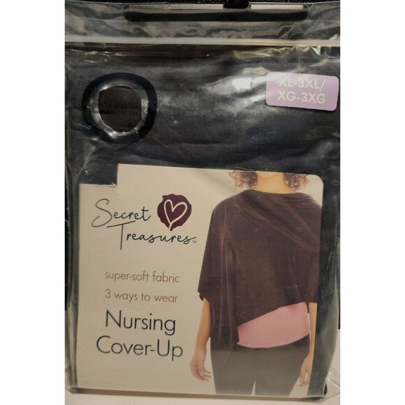 Womens Secret Treasures Super Soft Black Nursing Cover-Wrap XL-3XL 3 Ways Wear - Picture 1 of 6